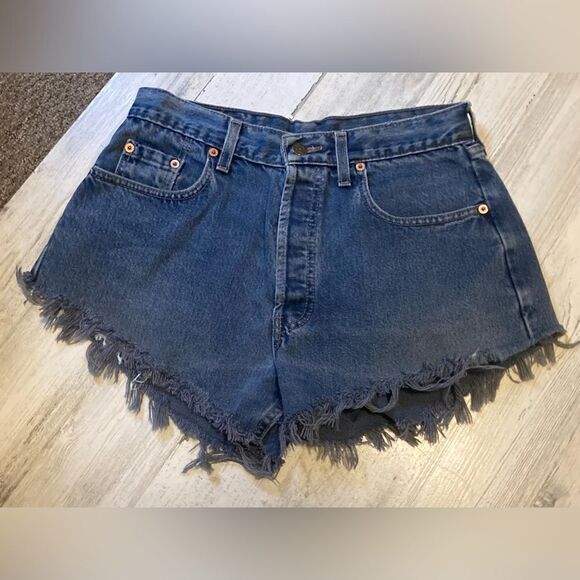 Vintage Levi’s 618 02 Orange Tab Blue Fade Denim High Rise Jeans Shorts - Picture 1 of 7